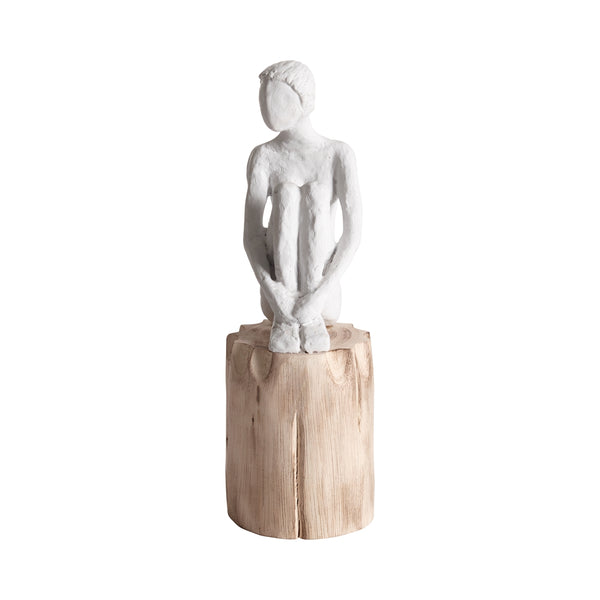 Skulpturer MINDFUL Mangoträ Natur/Vit 2st