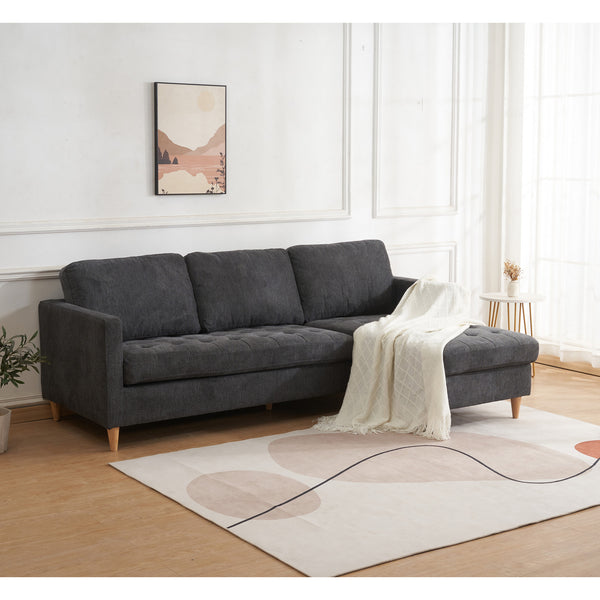 Schäslongsoffa FIRENZE Polyester Mörkgrå