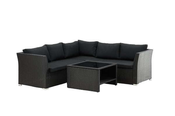 Corner groups HAITI Faux rattan Black