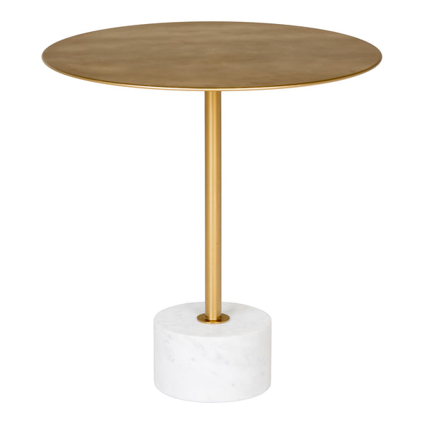 LECCO Side table in Brass and Marble Ø51x52 cm