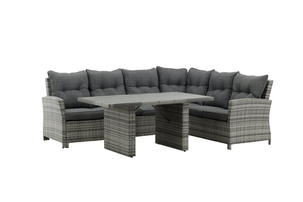 Eckgruppen LONDON Künstliches Rattan Grau