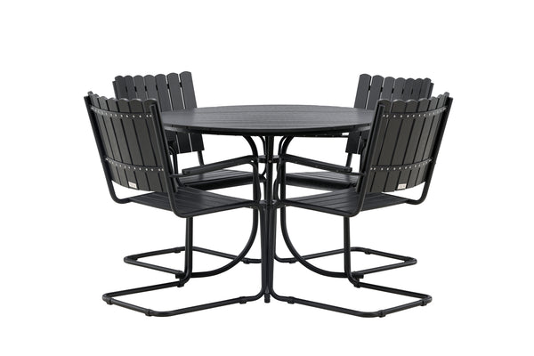 Matgrupper HOLMSUND Aintwood 2in1 (Matbord & Matstolar) Svart