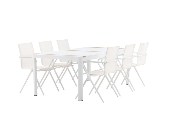 Matgrupp ALINA & TOGO Matstolar 6st Vit + Matbord 200x100 Vit