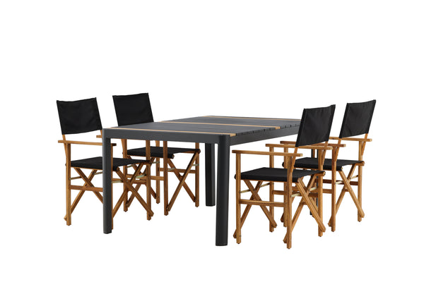 Esszimmergruppe MARION & TOGO Esszimmerstühle 4 Stück Natur + Esstisch 150x90 Schwarz