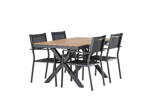 Matgrupp COPACABANA & GARCIA Matstolar 4st Svart + Matbord 150x90x74 Natur