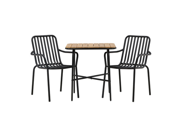 Cafégrupp HOLMBECK & PEKING Cafebord 70x88x74 Natur + Matstolar 2st Svart