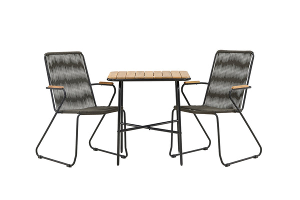 Cafégrupp HOLMBECK & BOIS Cafebord 70x88x74 Natur + Matstolar 2st Mörkgrå