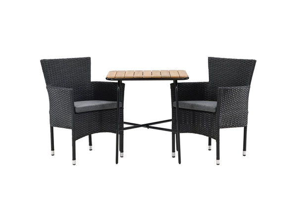Cafégrupp MALINA & HOLMBECK Matstolar 2st Svart + Cafebord 70x88x74 Natur