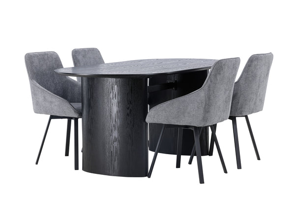 Dining group ROSIE & ISOLDE Grey/ Black