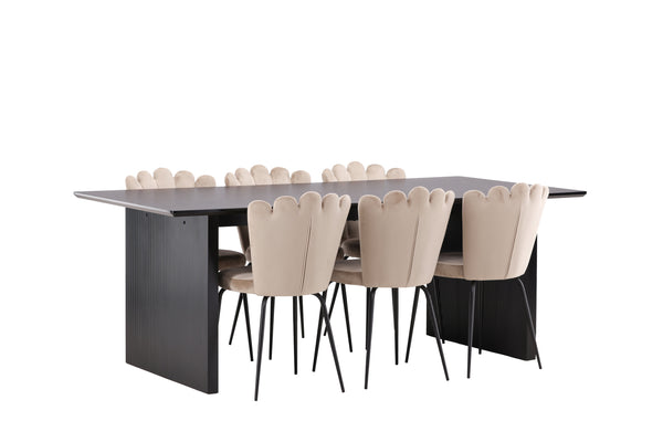 Matgrupp VAIL Matbord 100x200 & 6st LIMHAMN Matstolar Berge