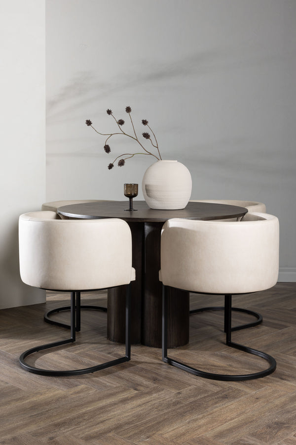 Esszimmergruppe OLIVIA & SIMRISHAMN Esstisch ⌀110 + 4 Esszimmerstühle Beige