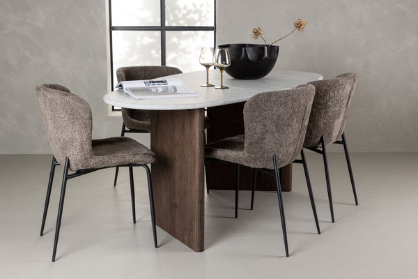 Esszimmergruppe MODESTO & GRÖNVIK Esstisch 75x180x90 + 4 Esszimmerstühle Hellgrau