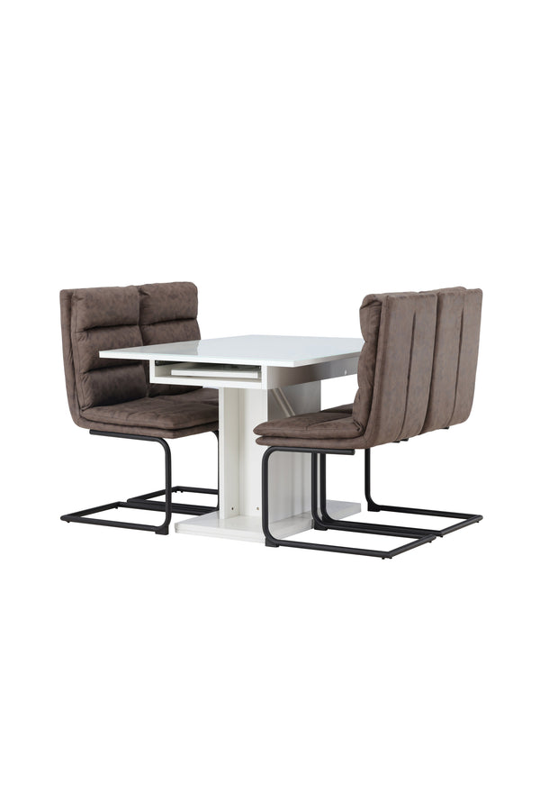Matgrupp ZIZO & PLUTO 4st Matstolar Brun + Matbord 120x90
