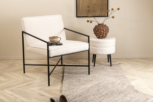 Fåtölj RAKEL Teddy 65x78x66cm-Off-white