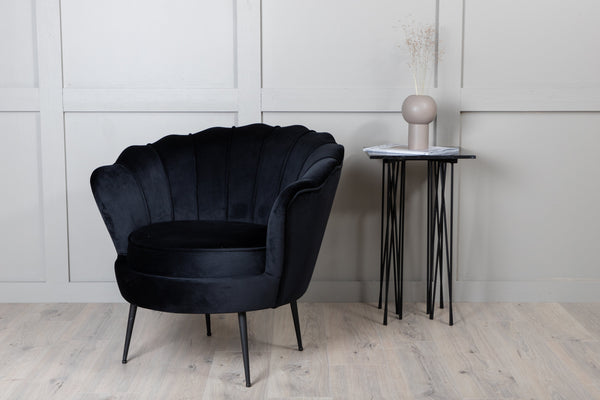 Fåtölj CALAIS Sammet 77x45x83cm-Svart