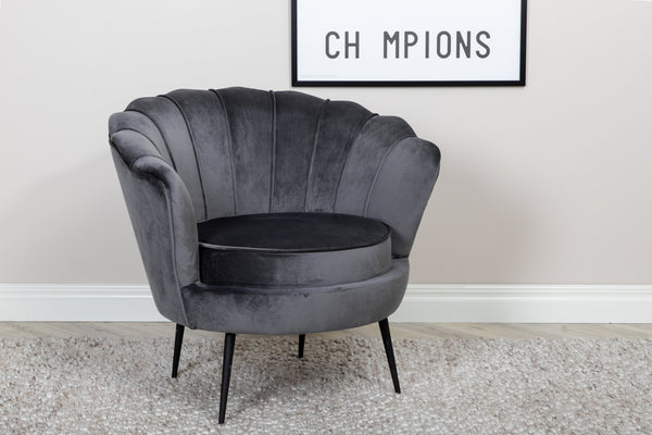 Fåtölj CALAIS Sammet 77x45x83cm-Mörkgrå