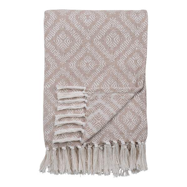 CORT Bomull Pläd Elfenbensvit/Beige Design B, 130x160 cm