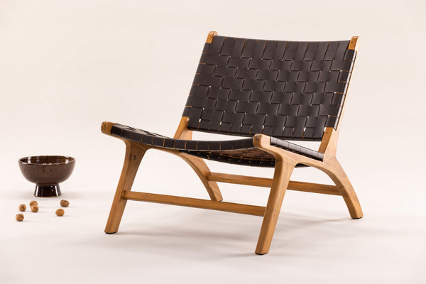 Lounge fåtölj RIKE Teak 77x65x69cm-Brun