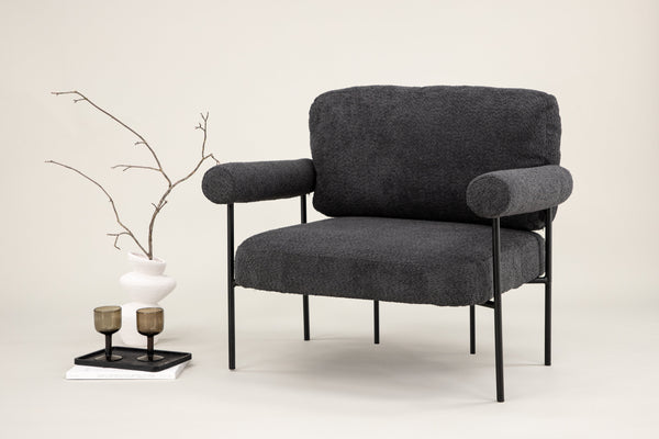 Fåtölj TILLBERGA X JOSEFIN LUSTIG Boucle L87xW95xH83cm-Mörkgrå