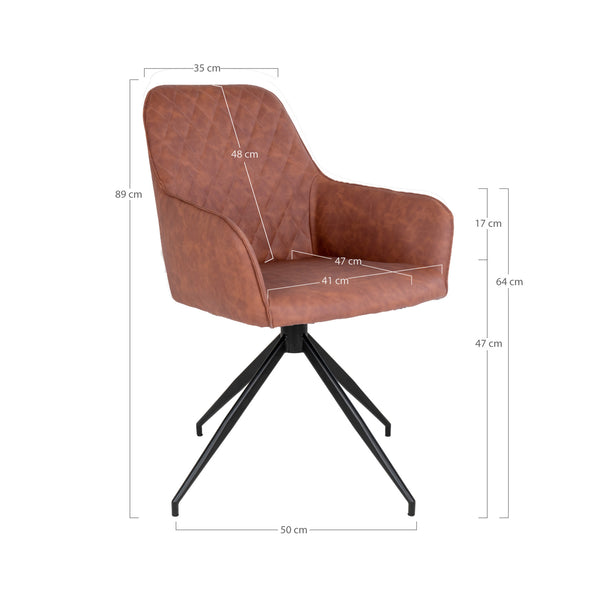 Matstol med vridbar HARBO PU 62x56x89 Brun-1st