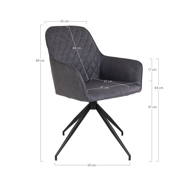 Matstol med vridbar HARBO PU 62x56x89 Mörkgrå-1st