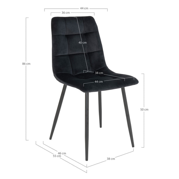 Matstolar MIDDELFART Polyester sammet 55x44x86 Svart-2st