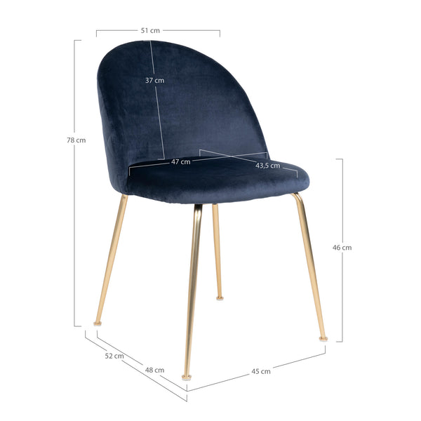 Matstolar GENEVE Sammet 52x51x78 Blå-2st