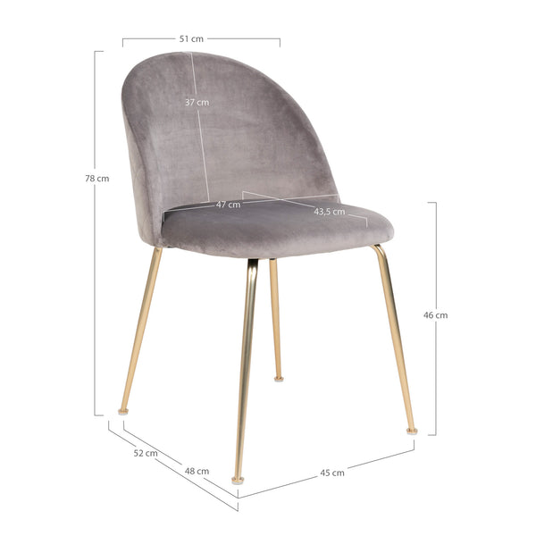 Matstolar GENEVE Sammet 52x51x78 Grå-2st