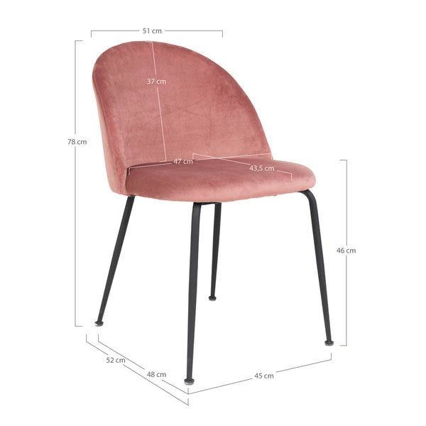 Matstolar GENEVE Sammet 52x51x78 Rosa-2st