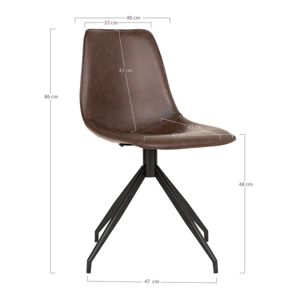 Matstol med vridbar MONACO PU 54x48x86 Mörkbrun-2st