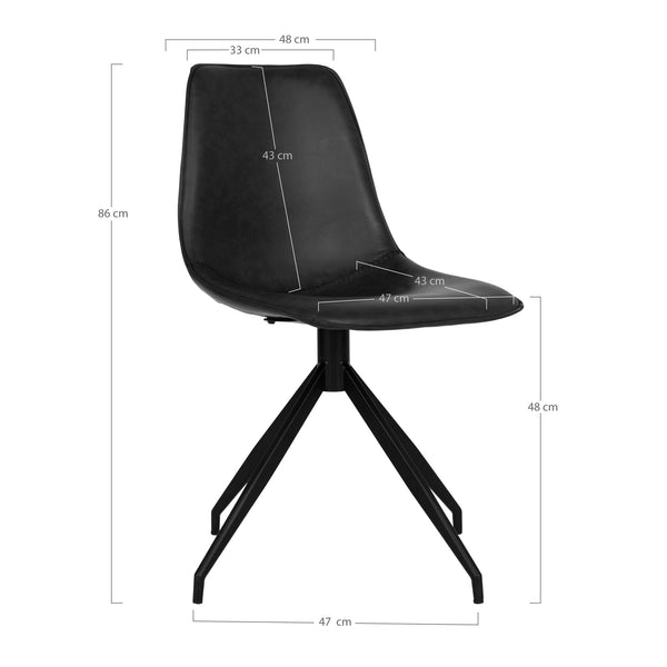 Matstol med vridbar MONACO PU 54x48x86 Svart-2st