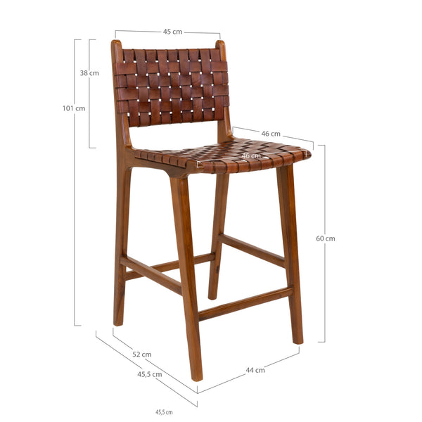 Barstol PERUGIA Teak trä 45.5x46x101 Brun