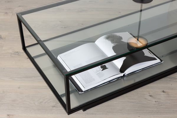 Soffbord MAGLEHEM Glas 130x60x38 Svart