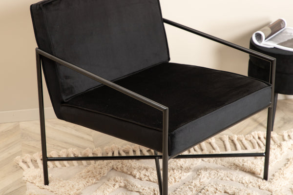 Fåtölj RAKEL Sammet 65x78x66cm-Svart