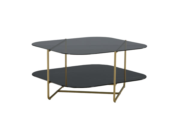 Soffbord UN-LINE 85x85cm-Glas Svart