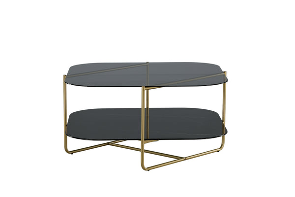 Soffbord UN-LINE 85x85cm-Glas Svart
