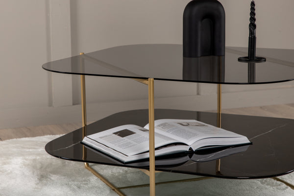 Soffbord UN-LINE 85x85cm-Glas Svart