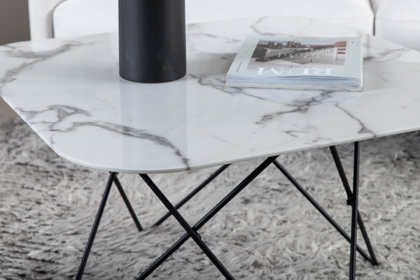 Soffbord TRISTAR 80x80cm-Glas Vit