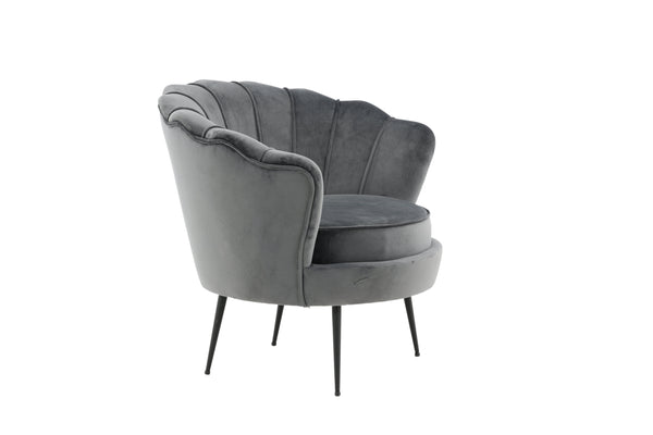 Fåtölj CALAIS Sammet 77x45x83cm-Mörkgrå