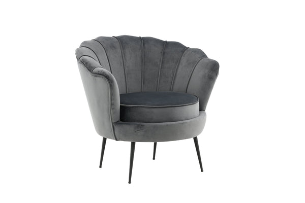 Fåtölj CALAIS Sammet 77x45x83cm-Mörkgrå