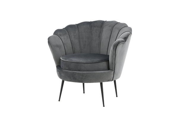 Fåtölj CALAIS Sammet 77x45x83cm-Mörkgrå