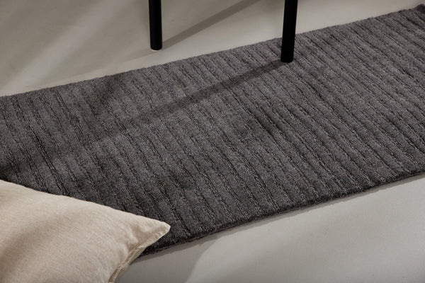 Rectangular rug MILTON Wool 200x70cm-Dark grey