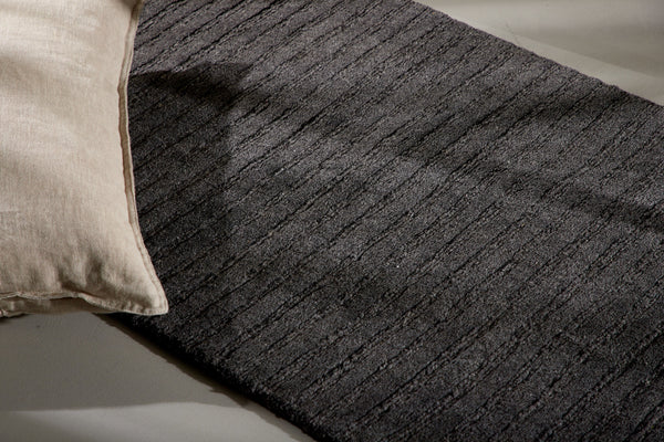 Rectangular rug MILTON Wool 200x70cm-Dark grey