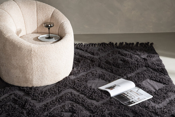 Rectangular rug HILMA Cotton 350x250cm-Dark grey