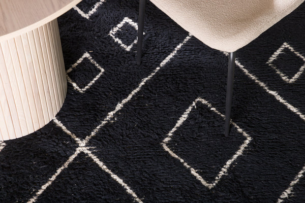 Rectangular rug DAVID Wool 300x200cm-Black