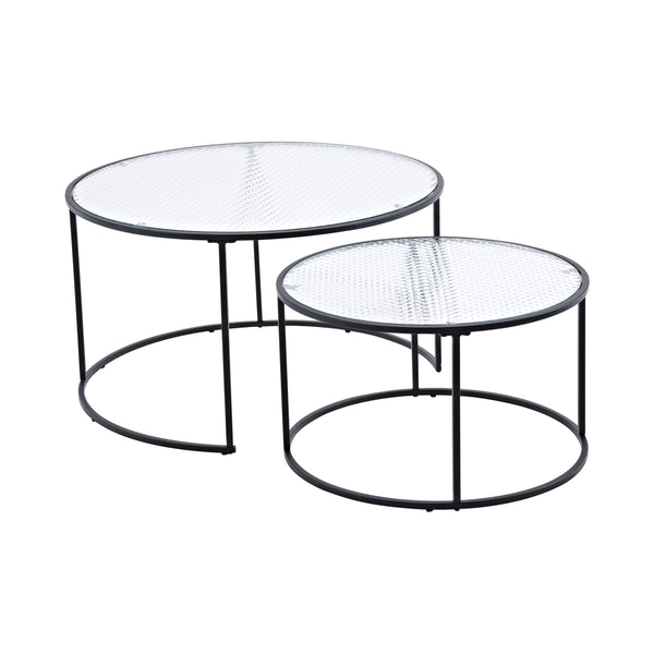 Soffbord TWIN ⌀79,5cm-Pressed Glas Svart
