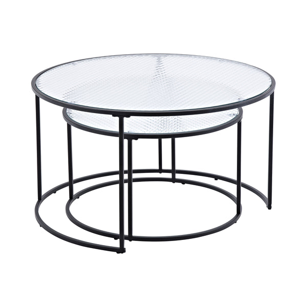 Soffbord TWIN ⌀79,5cm-Pressed Glas Svart