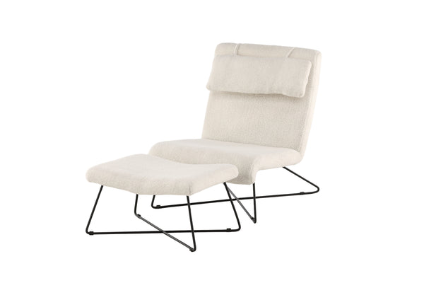 Lounge fåtölj LACONIA Sammet 88x65x83.5cm-Vit