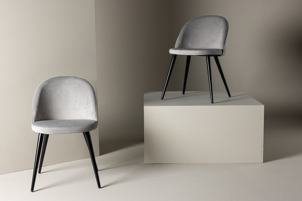 Matstolar VELVET Sammet 76.5x50x57cm Grå-2st