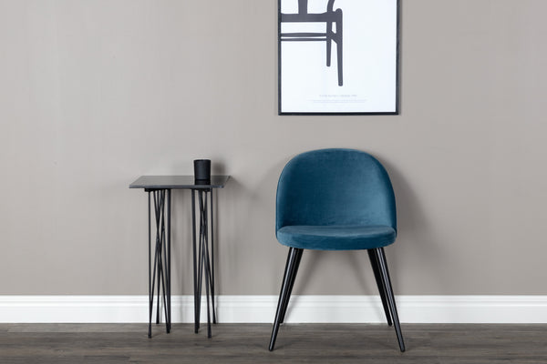 Matstolar VELVET Sammet 76.5x50x57cm Blå-2st